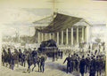 Original Old Antique Print 1883 Funeral Procession Gambetta Palais Bourbon 19th