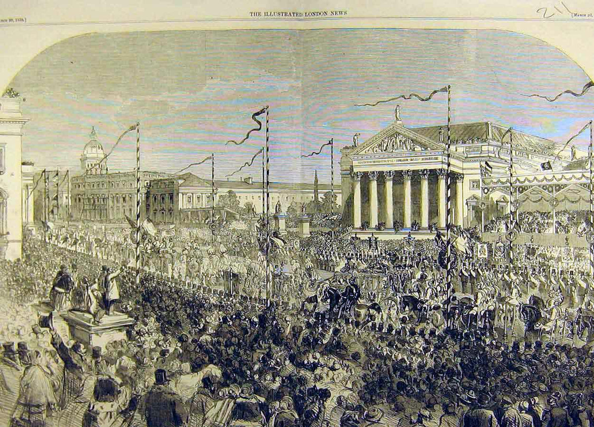 Old Antique Print 1858 Royal Wedding Tour Prince Frederick William Berlin 19th