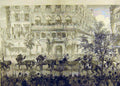 Old Antique Print 1855 Queen Visit Paris Procession Boulevard Des Italien 19th