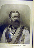 Old Antique Print 1888 German Emperor Frederick Iii King Prussia Portrait 19th