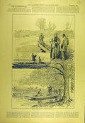 Original Old Antique Print 1892 Chub-Fishing Warwickshire Avon Fishermen Sport