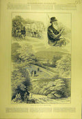 Original Old Antique Print 1892 Fishing Llugwy Bettws-Coed Wales Hughes Sport