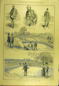 Original Old Antique Print 1887 Marquis Exeter Fish Hatchery Burleigh Fishing