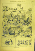 Original Old Antique Print 1884 Elk Hunting India Shooting Animal Sport 19th