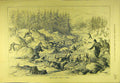 Original Old Antique Print 1884 Otter-Hunting Hounds Shooting Hunt Stream 19th