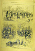 Original Old Antique Print 1883 Shooting Coombe Wood Rabbit Sport 19th
