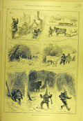 Original Old Antique Print 1889 Wolf Slayer Bait Cow Hunting Sport Victorian