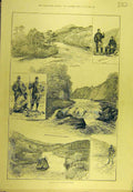 Old Antique Print 1889 Fishing Inverness-Shire Scotland Salmon Millmorach 19th