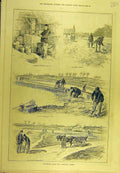 Original Old Antique Print 1889 Stormont Field Fish Breeding Ponds Sport 19th