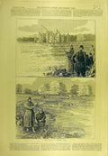 Original Old Antique Print 1892 Pike Fishing Burleigh Hall Fishermen Sport 19th