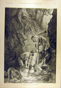 Original Old Antique Print 1894 Fallow Buck Shooting Ross-Shire Sport Victorian