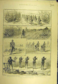 Old Antique Print 1888 Cyclists Easter Volunteer Review Shooting Bicycle 19th