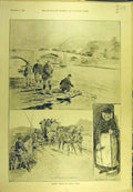 Original Old Antique Print 1894 Salmon Fishing North-Wales Fishermen Lanrwst