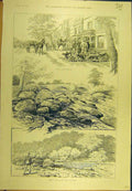 Original Old Antique Print 1892 Trout Fishing Treweryn Balla Otter Hunters 19th
