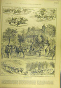 Original Old Antique Print 1892 Stanmore Chase Hunt Hunting Hunters Sport 19th