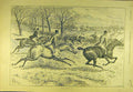 Original Old Antique Print 1893 Hunting Catch Hunters Riders Horses Sport 19th