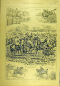 Original Old Antique Print 1894 Jumps Jumpers Sheep-Hurdle Hunting Hunters 19th