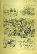 Original Old Antique Print 1895 Hunting Cub Hounds Puppies Hunt Sport Victorian