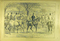 Original Old Antique Print 1895 Hounds Hunting Meet Horses Riders Hunters 19th