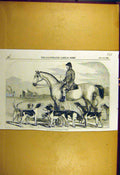 Original Old Antique Print 1856 Smith Brocklesby Hounds Hunting Hunt Victorian