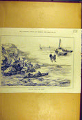 Original Old Antique Print 1883 Pollack Fishing Kerry Ireland Sport Victorian