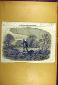 Original Old Antique Print 1850 Trolling Jack Fishing Fine Art Duncan Sport 19th
