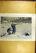 Original Old Antique Print 1877 Christmas America Pot-Hunters Frost Fine Art