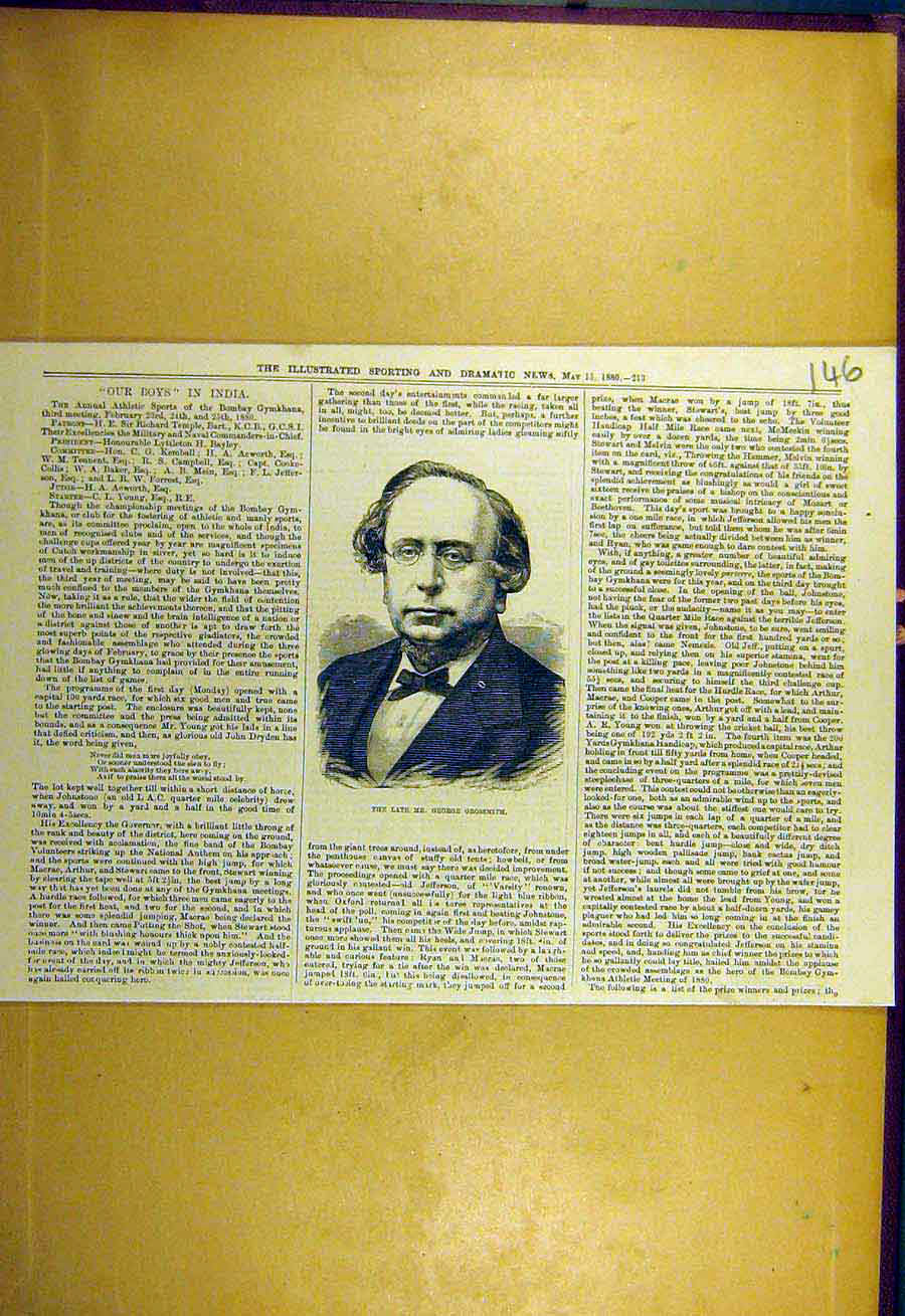 Original Old Antique Print 1880 Portrait George-Grossmith Sporting Dramatic News