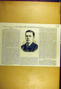 Original Old Antique Print 1883 Portrait Robert-Brough Angling Fishing Victorian