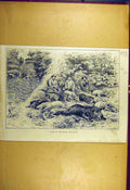 Original Old Antique Print 1886 Sport Rocky Mountains Bear-Hunt Shooting 19th