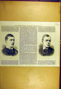 Original Old Antique Print 1884 Portrait Wade Penley Sporting Dramatic News 19th
