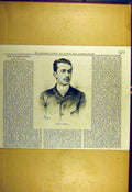 Original Old Antique Print 1887 Portrait Count-Armanci Sporting Dramatic News