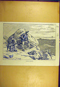 Original Old Antique Print 1886 Seagull Shooting Dadd Sport Beach Boys Victorian