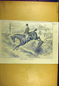 Original Old Antique Print 1886 Hunting Sketches Provincial Horse Rider 19th