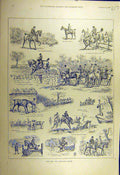 Original Old Antique Print 1892 Hunt Sketches Hunting Dealer Farmer Horse 19th
