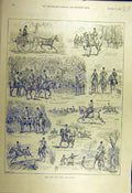 Original Old Antique Print 1891 Dandy Hunting Sketches Hunt Riders Horse 19th