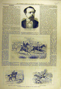 Original Old Antique Print 1880 Portrait Clerke Mason Hunting Field Sketches