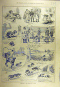 Original Old Antique Print 1886 Hound Sketches Hunting Dadd Dogs 19th