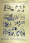 Original Old Antique Print 1893 Hunting Parson Hunt Rider Horse Sketches 19th