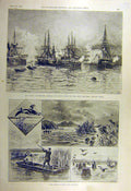 Original Old Antique Print 1892 Naval Fitz Blue-Squadron Belfast Bird Shooting