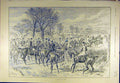 Original Old Antique Print 1895 Hunting Crush Riders Meet Hunt Horses Sketch