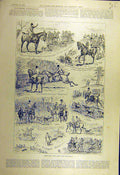 Original Old Antique Print 1892 Men Hunt Hunstman Hunter Sketch Hounds Victorian