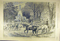 Original Old Antique Print 1892 Hunting Church Meet Check Hunt Hunters Hounds