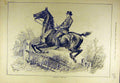 Original Old Antique Print 1880 Schooling Hunter Horse Jump Fence Hunting Hunt