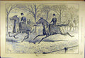 Original Old Antique Print 1889 Oxford Cambridge Riders Horse-Race Women Ladies
