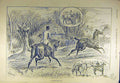 Original Old Antique Print 1892 Good-Natured Man Hunter Rider Horse Gate 19th