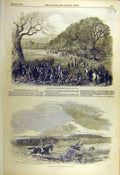 Original Old Antique Print 1849 Spelthorne Coursing Meet Hampton Court Waterloo