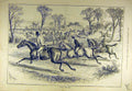 Original Old Antique Print 1880 Hunters Gallop Hounds Hunting Sketch Victorian
