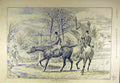 Original Old Antique Print 1891 Hunters Lost Horses Riders Hunt Hunting 19th