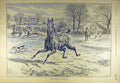 Original Old Antique Print 1892 Loose-Horses Hunters Hounds Riders Hunting 19th